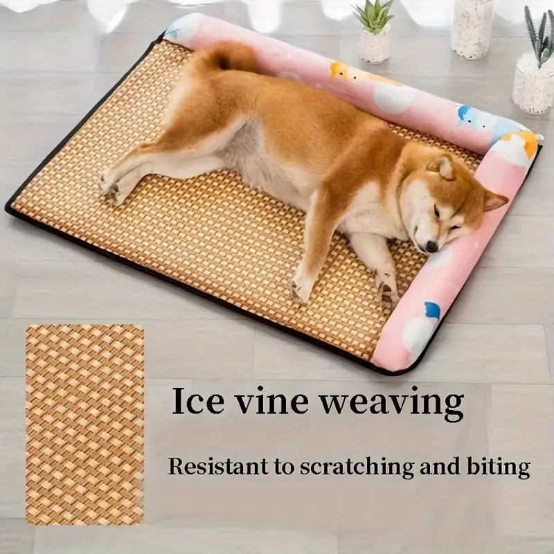 Dog Cooling Pillow Rattan Mat