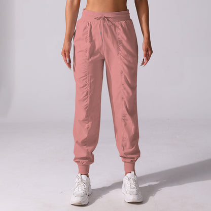 Drawstring pleated sports pants