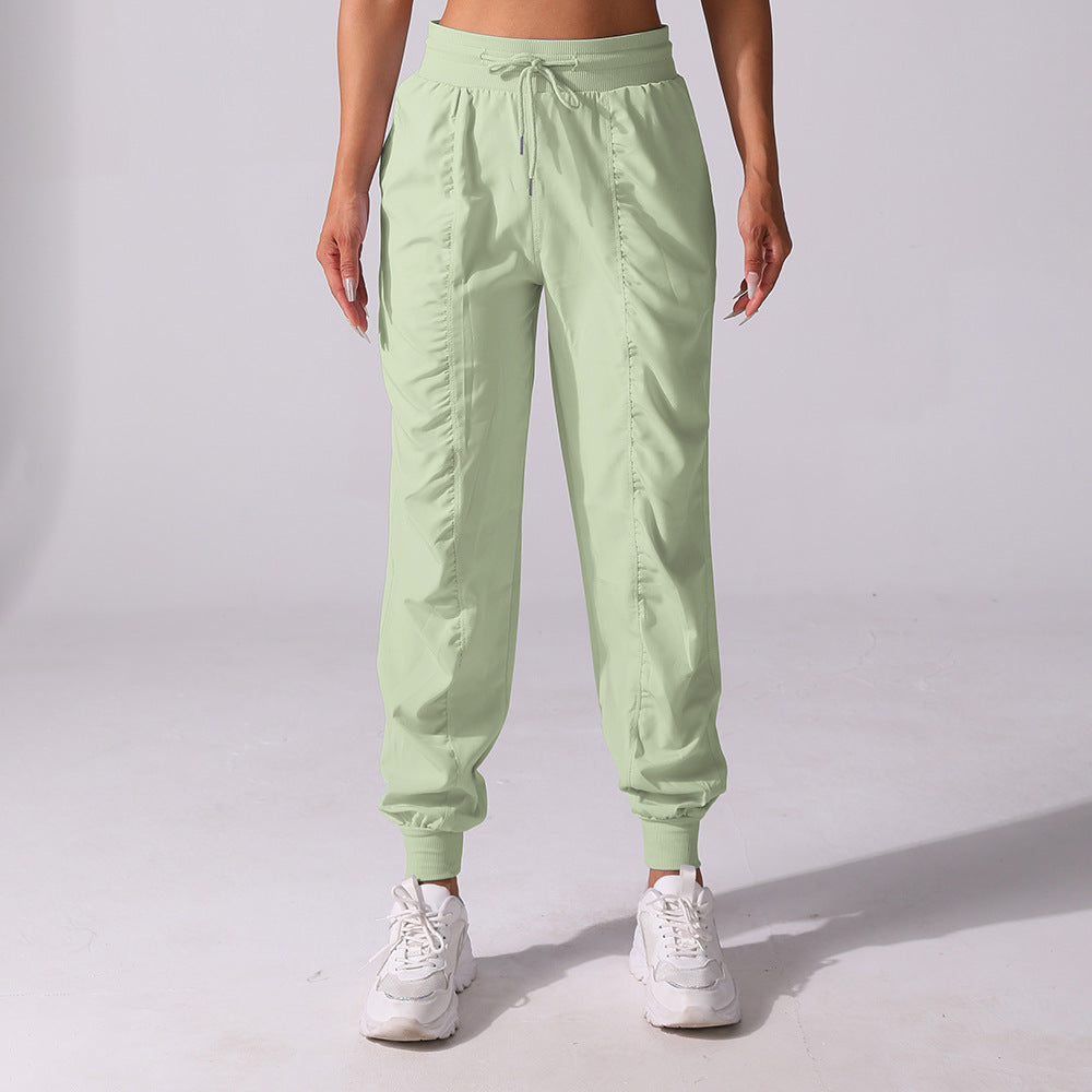 Drawstring pleated sports pants