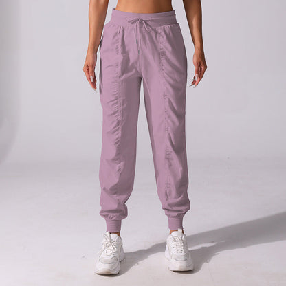 Drawstring pleated sports pants