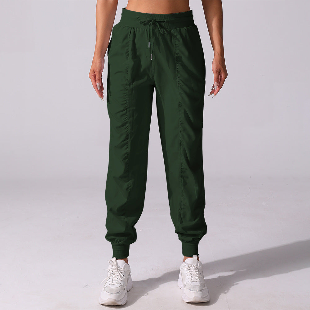 Drawstring pleated sports pants