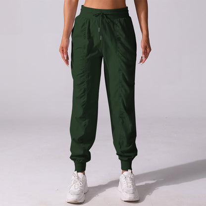 Drawstring pleated sports pants