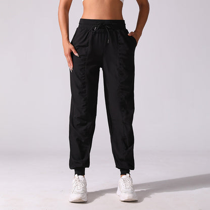 Drawstring pleated sports pants