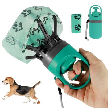 Dog poop picker with garbage bag