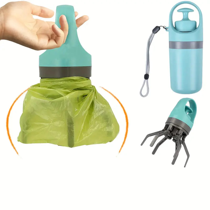 Dog poop picker with garbage bag