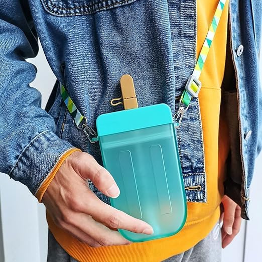 Leakproof Plastic Ice Cream Drink Water Bottle with Strap