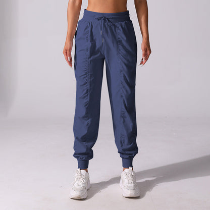 Drawstring pleated sports pants